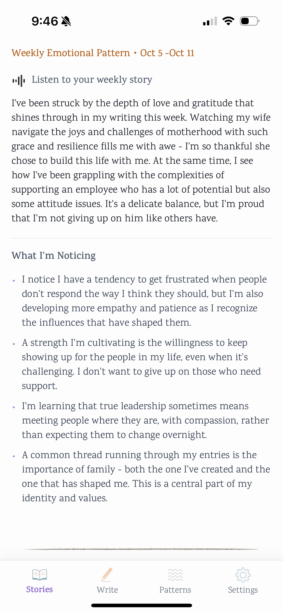 A real user example: a weekly story from a friend